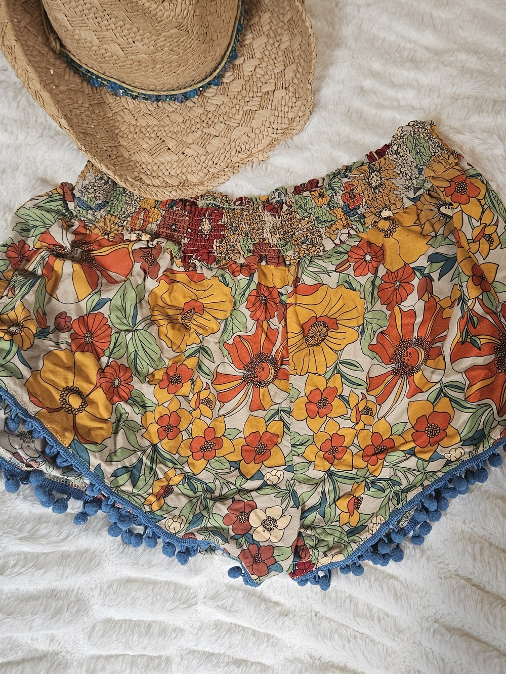 NATURAL LIFE Floral Pom-Pom Shorts - Yellow, Orange & Blue